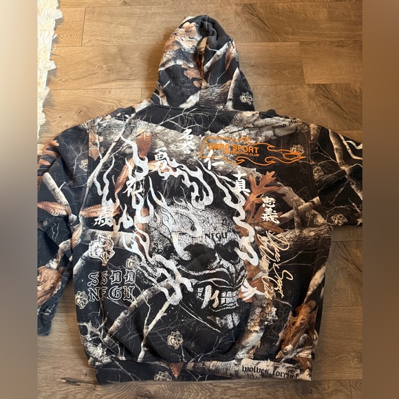 Darc Sport mempo flames pierce hoodie in Darc woodland camo - Picture 4 of 4